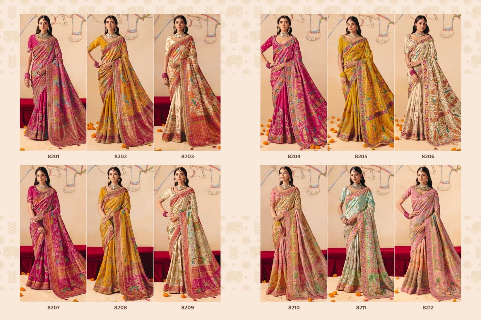 Anaara 8200 Series By Tathastu 8201 to 8212 Series Indian Traditional Bridal Wear Collection Beautiful Stylish Fancy Colorful Party Wear & Occasional Wear Silk Sarees At Wholesale Price